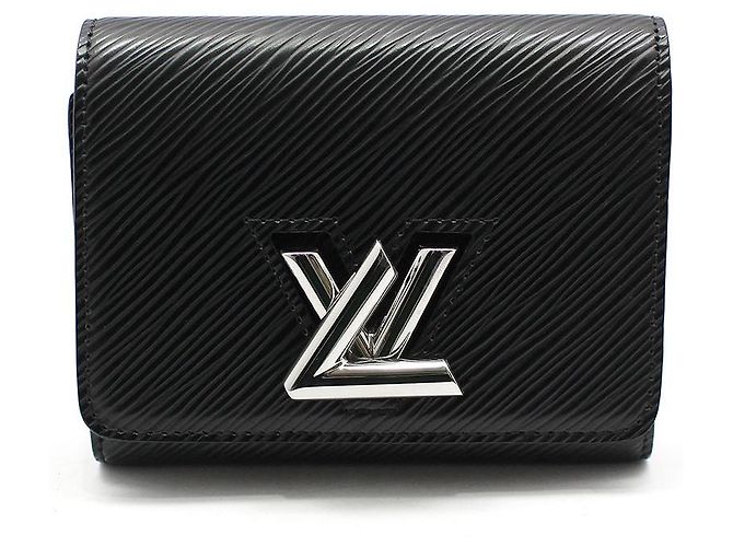 Louis Vuitton Black Épi Silver-Tone Twist Compact Wallet Coin Purse