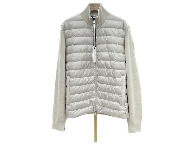 Moncler gesteppter Woll-Kaschmir-Cardigan mit Reißverschluss Silber