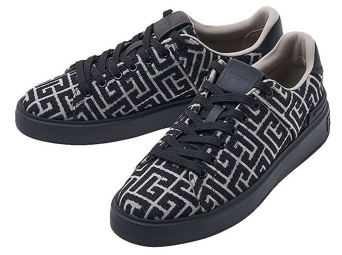 Balmain Men's Coat Monogram Sneakers TJCM EDK Black