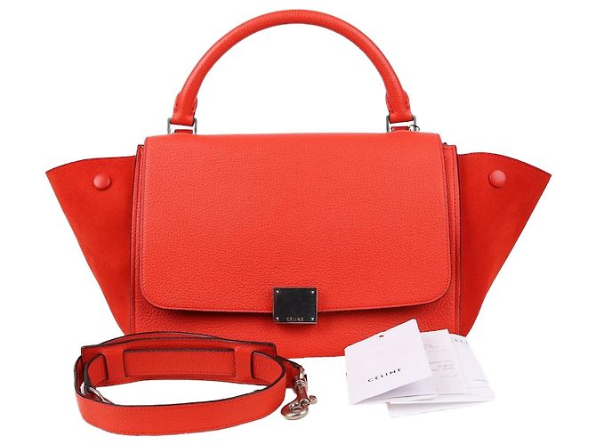 Céline Trapeze Small Top Handle Shoulder Bag Orange