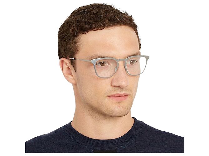 Dior Eyeglass Frame Luxury Matte Silver Lightweight Metal Frame Orange
