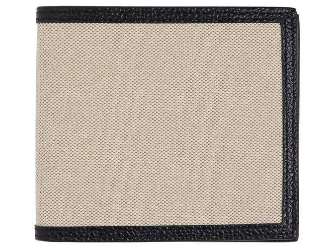 Cartera de cuero Thom Browne Beige Canvas Blanco