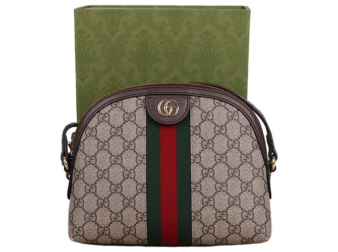 Gucci Piccola borsa a tracolla Ophidia Stripe da donna Marrone