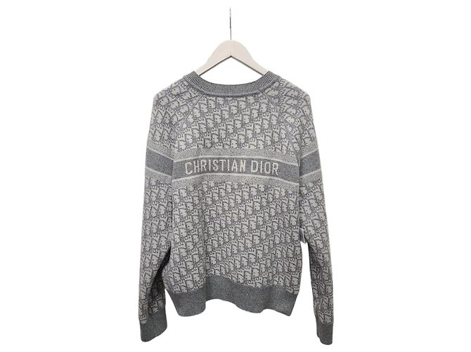 Dior Pull en maille cachemire gris réversible avec motif oblique
Col rond Marron