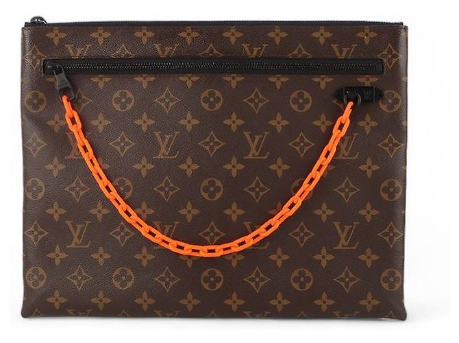 Louis Vuitton Monogram Virgil Abloh Chain Clutch Schwarz