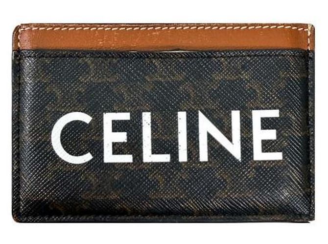 Céline Tarjetero Triomphe Triope en Canvas Tan Castaño