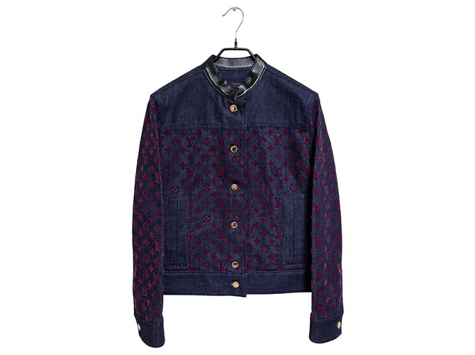 Louis Vuitton Giacca di jeans con monogramma in velluto da donna Blu