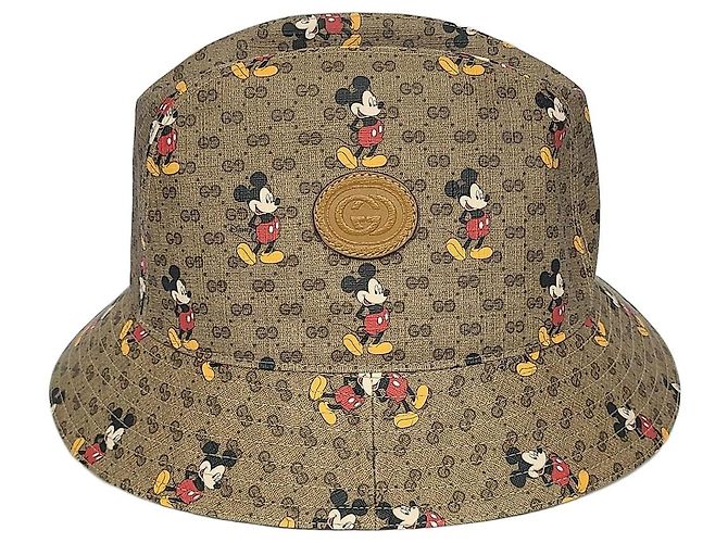 Gucci Chapéu Bucket Disney Mickey Mouse Marrom