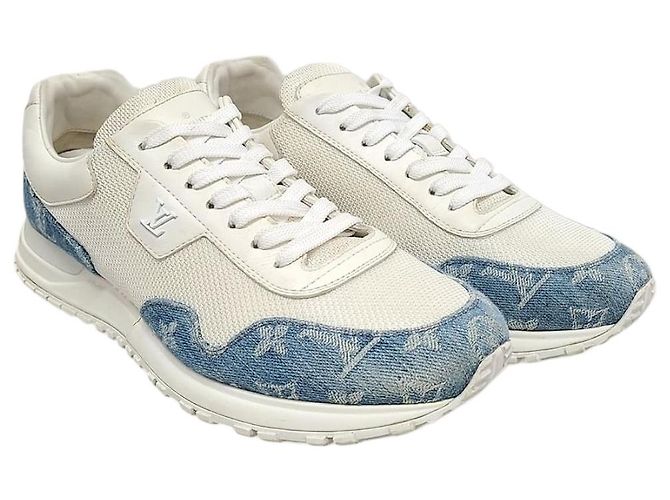 Louis Vuitton White Denim Monogram Runaway Sneakers Blue