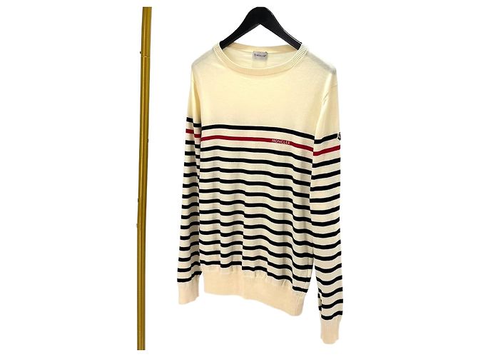 Moncler Gestreickter Strick Ivory Weiß 