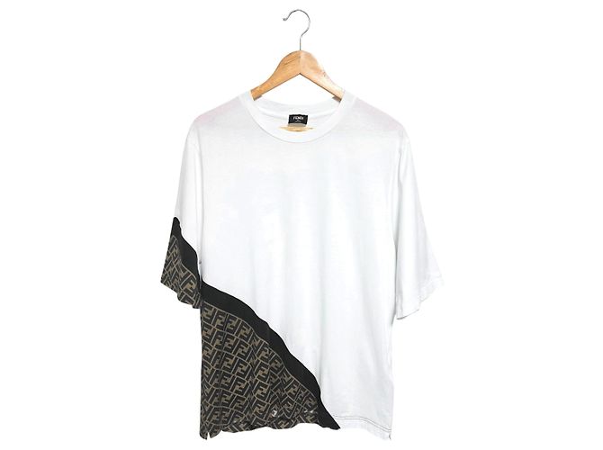 Fendi Diagonal Short Sleeve T-Shirt Brown