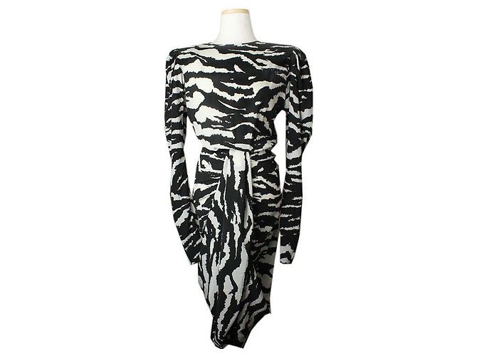 Isabel Marant Collection Zebra Shirred Silk Blend Dress