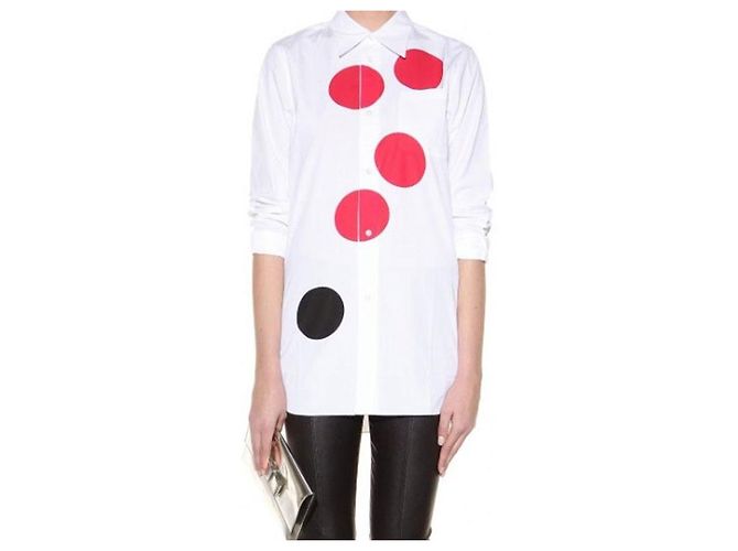 Marni Camisa oversized de algodão com estampa de bolinhas vermelhas Vermelho