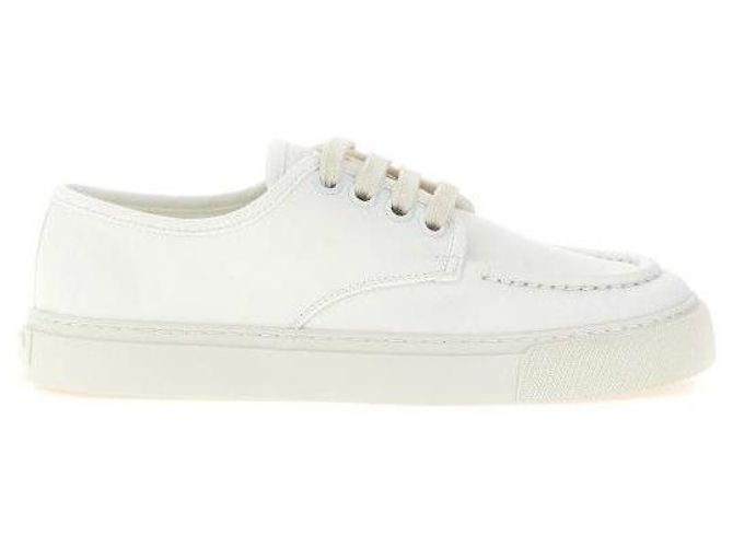 Prada Sneakers con lacci e punta tonda Bianco