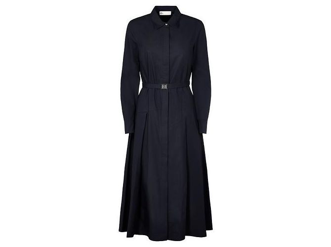 Tory Burch Vestido camisero de algodón plisado Azul