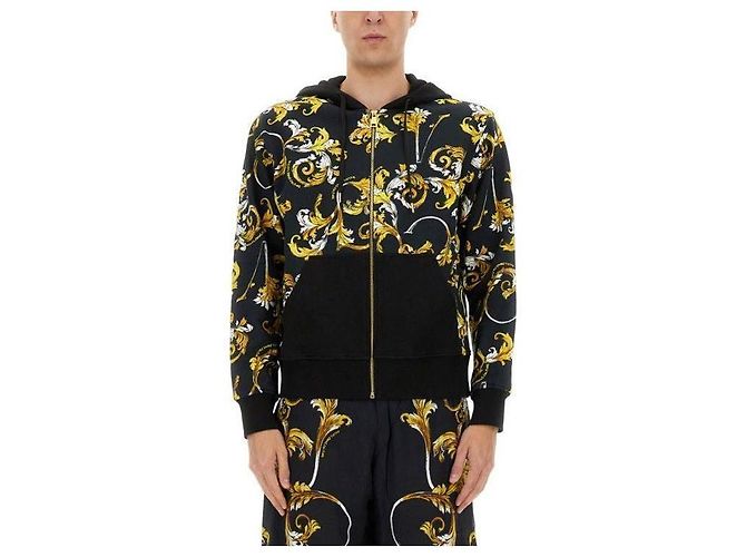 Versace Outline Baroque Hoodie Schwarz