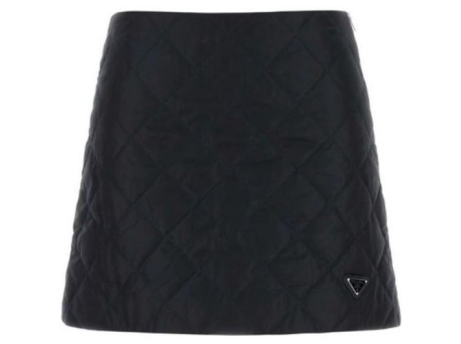 Prada Mini saia de nylon acolchoado leve Preto