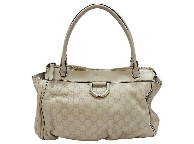 Gucci Bolsa Tote Ivory Sima Sima Gold D-Ring Branco