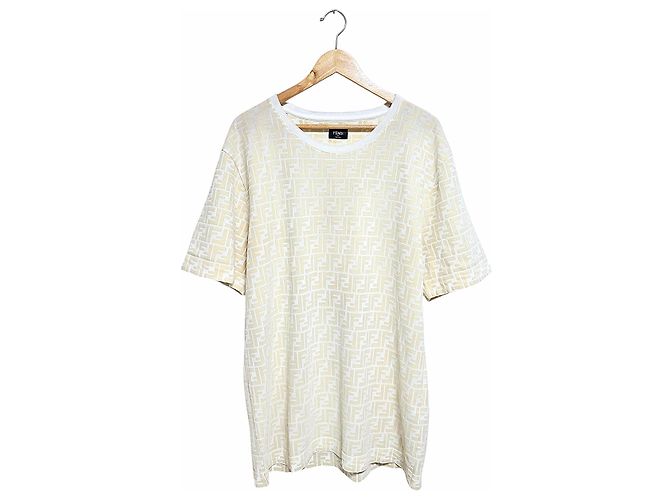Fendi FF Jacquard Kurzarm-T-Shirt Weiß