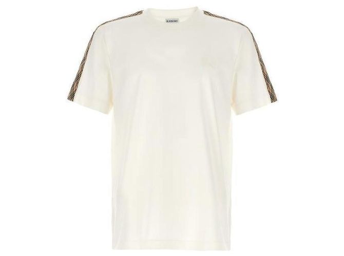 Burberry Baumwoll-T-Shirt mit Karoe-Besatz Weiß