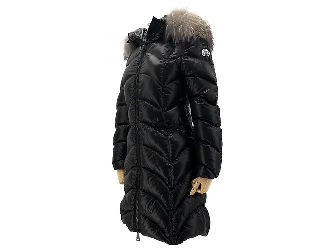 Moncler Albigia (Pullmarus) Langer Fuchsfellmantel Schwarz