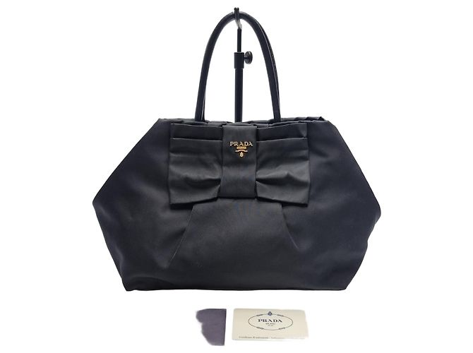 Prada Nylon-Tote-Bag mit Band Schwarz