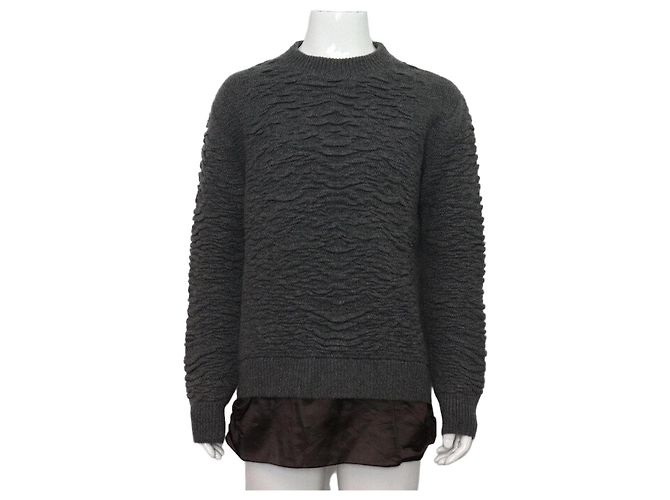 Dior Pull en maille texturé en cachemire gris pour homme Marron