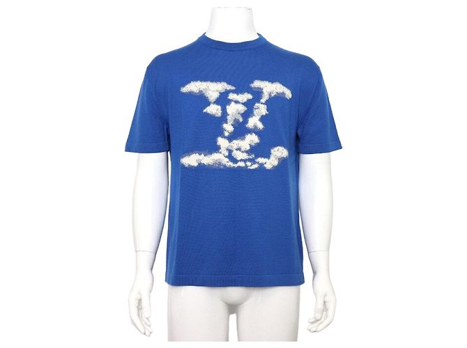 Louis Vuitton Kurzärmeliges Strick-T-Shirt für Herren Cloud LV Blau