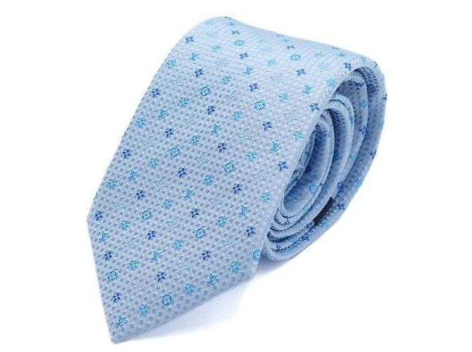 Louis Vuitton Monogram Silk Men's Tie Blue