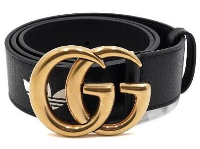 Marmont Gucci Cinto de couro masculino com fivela Preto