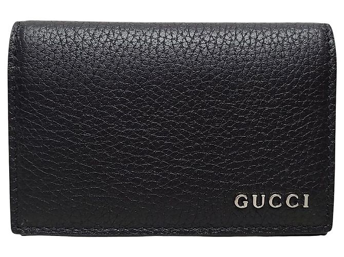 Gucci Black Logo Leather Card Case Wallet