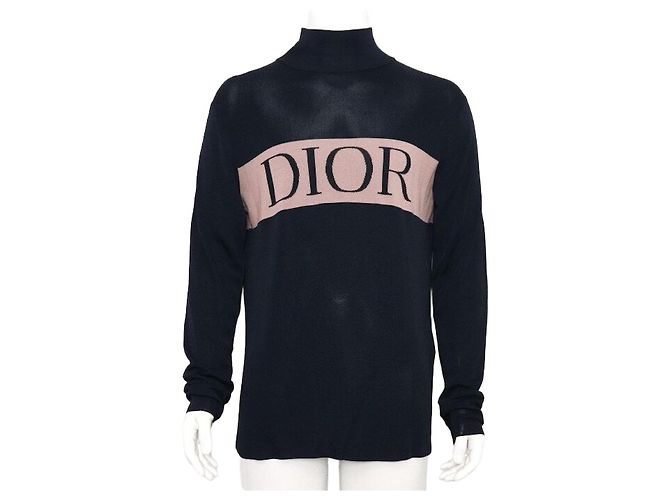 Dior Rollkragen-Kaschmirpullover mit großem Logo für Herren Blau