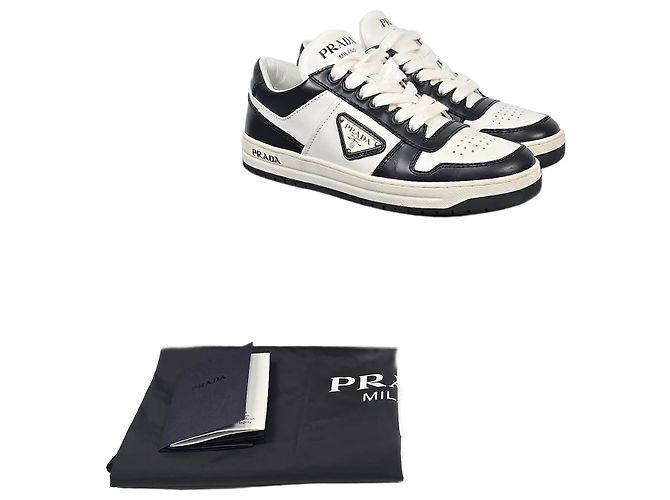 Prada Baskets en cuir perforé Downtown Noir