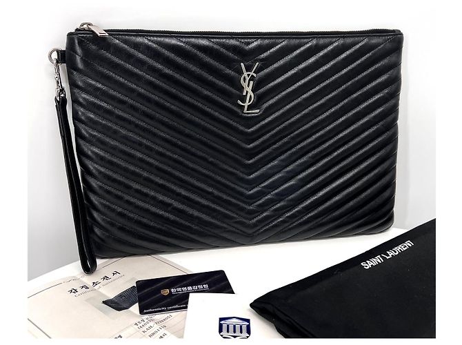 Saint Laurent Clutch trapuntata Large Nera Nero