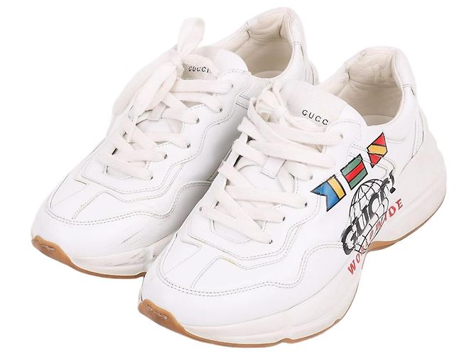 Gucci Baskets Worldwide Patch Rhyton Blanc