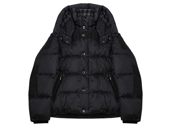 Burberry Giacca imbottita con cappuccio e patch con logo Nero