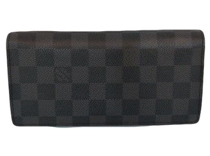 Louis Vuitton LV Black Brazza Wallet Damier Graphite Canvas Men's Long Wallet Brown
