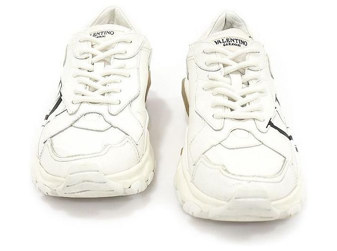 Valentino White Leather Bounce VLTN Low-Top Sneaker Damen Weiß