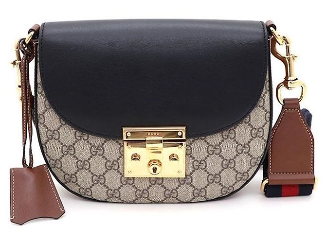 Gucci Borsa a tracolla e borsa crossbody GG Supreme Web Padlock Medium Marrone