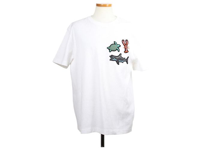 Louis Vuitton Kurzärmeliges T-Shirt mit Perlen-Tiermonogramm Silber