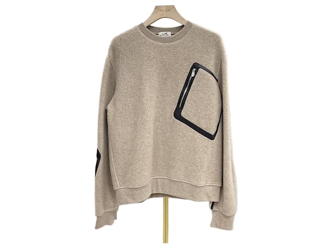 Hermès Herrenpullover mit Lederpatch Orange 