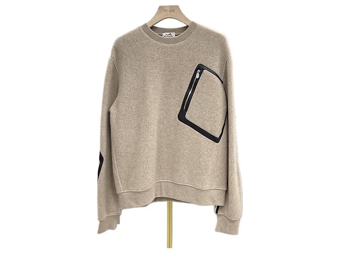 Hermès Leather Patch Men's Sweater Orange