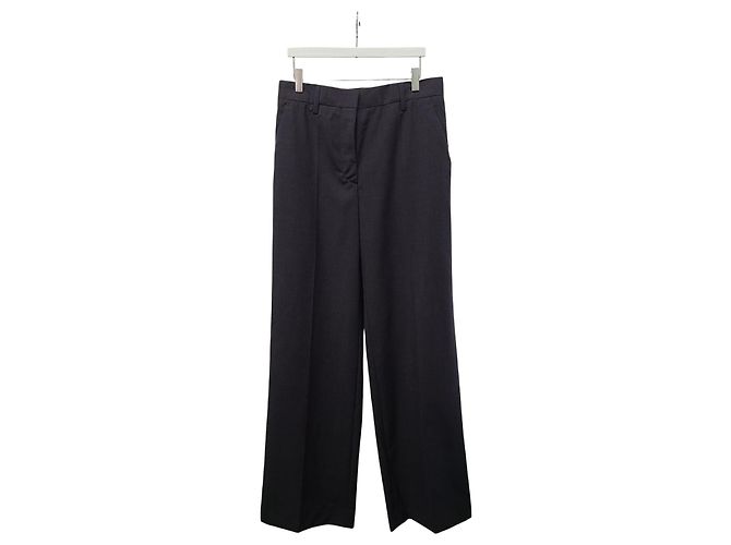Prada Anthracite Grey Virgin Wool Women's Slacks Pants Brown