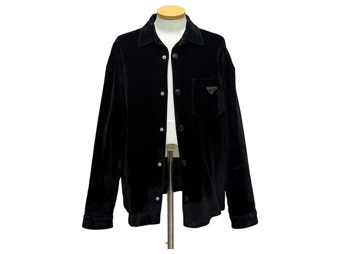 Prada Velours-Overshirt Silber