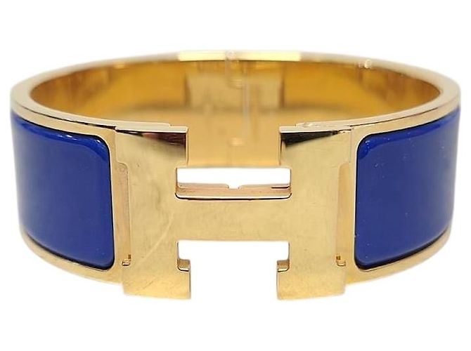 Hermès Bracciale Click Clack Blu Cobalto e Oro 