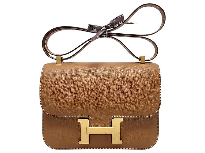 Hermès Bolsa de Ombro Constance Marrom Dourado
