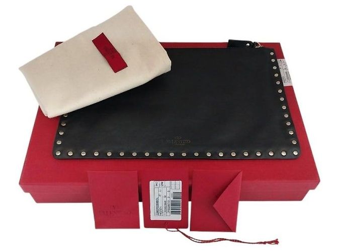 Valentino Clutch da donna in pelle Black Rockstud Nero
