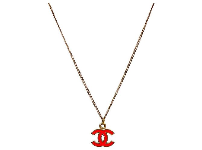Chanel Colar CC Rosa e Ouro