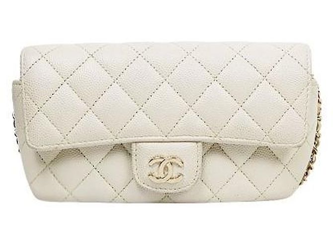 Chanel Bolsa transversal White Caviar Sunglasses Branco