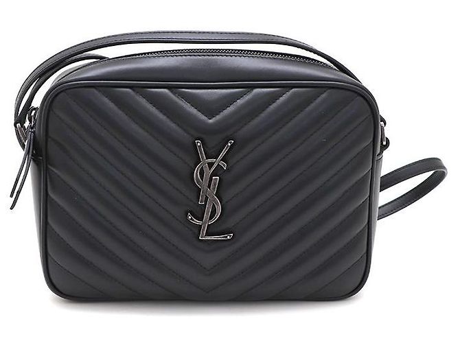 Saint Laurent Bolsa Lou Camera e Crossbody Monogram Prateado Acolchoado Preto
